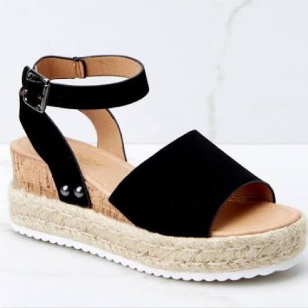Black Platform Espadrille Wedge - Picture 5 of 5